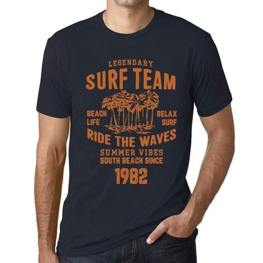 Mens Vintage Tee Shirt Graphic T Shirt Surf Team 1982 Navy - Navy / Xs / Cotton - T-Shirt