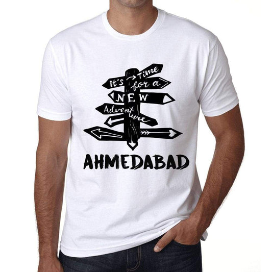 Mens Vintage Tee Shirt Graphic T Shirt Time For New Advantures Ahmedabad White - White / Xs / Cotton - T-Shirt