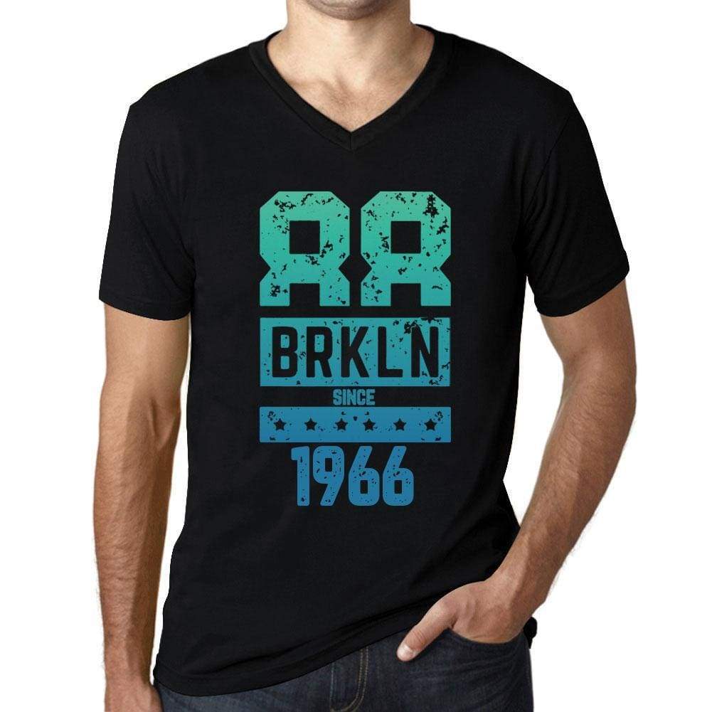 Mens Vintage Tee Shirt Graphic V-Neck T Shirt Brkln Since 1966 Black - Black / S / Cotton - T-Shirt
