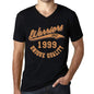 Mens Vintage Tee Shirt Graphic V-Neck T Shirt Warriors Since 1999 Deep Black - Black / S / Cotton - T-Shirt