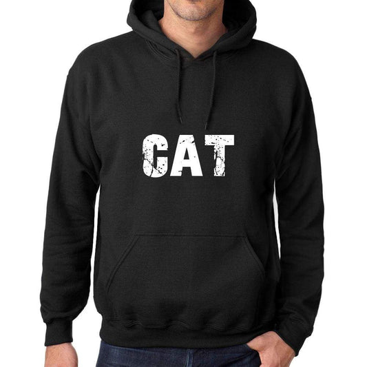 Mens Womens Unisex Printed Graphic Cotton Hoodie Soft Heavyweight Hooded Sweatshirt Pullover Popular Words Cat Deep Black - Black / Xs /