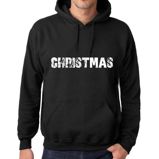 Mens Womens Unisex Printed Graphic Cotton Hoodie Soft Heavyweight Hooded Sweatshirt Pullover Popular Words Christmas Deep Black - Black / Xs