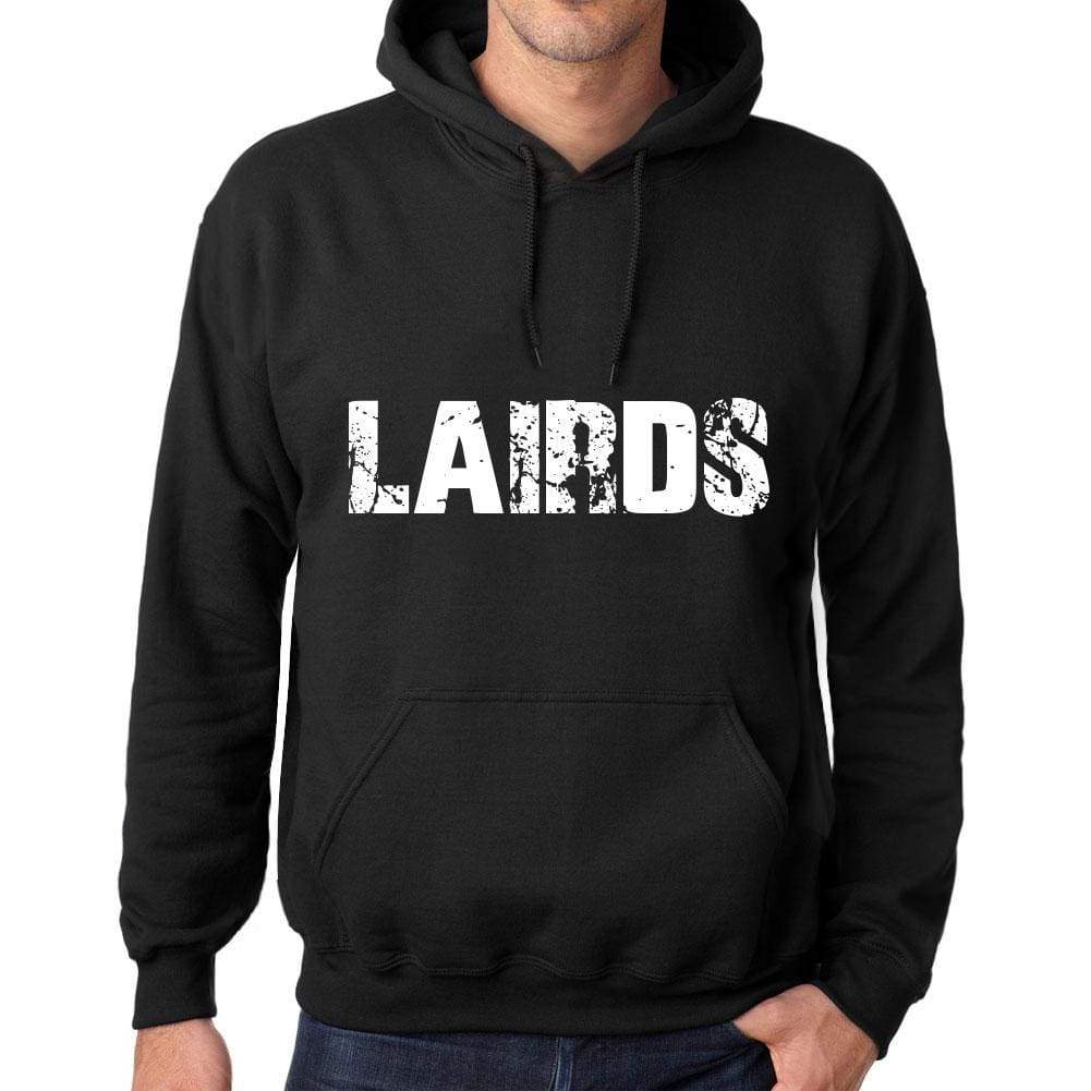 Mens Womens Unisex Printed Graphic Cotton Hoodie Soft Heavyweight Hooded Sweatshirt Pullover Popular Words Lairds Deep Black - Black / Xs /