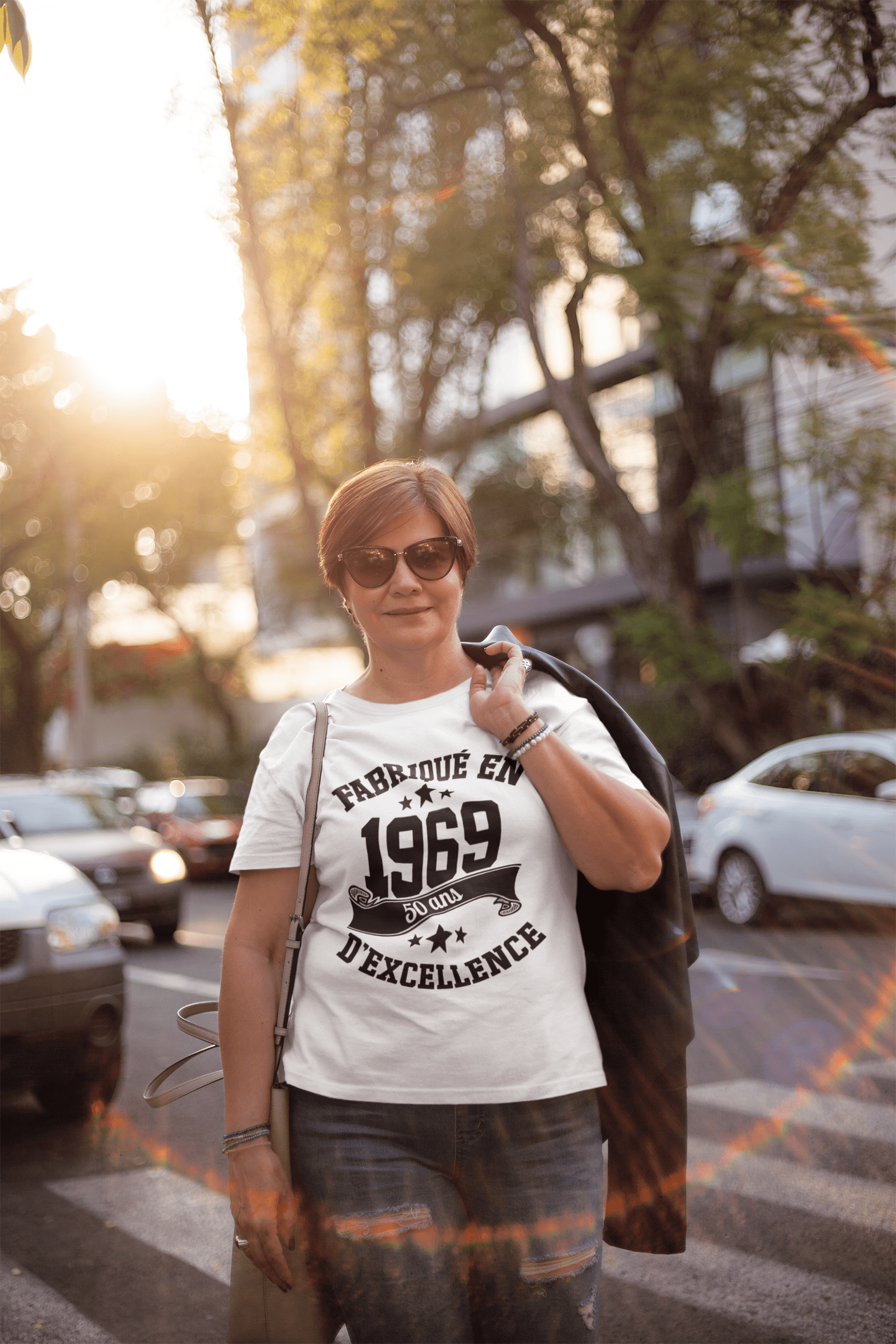 Ultrabasic - Tee-Shirt Femme col Rond Décolleté Fabriqué en 1969, 50 Ans d'être Génial T-Shirt Blanco