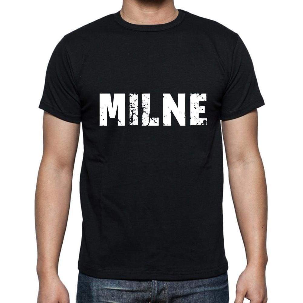 Milne Mens Short Sleeve Round Neck T-Shirt 5 Letters Black Word 00006 - Casual