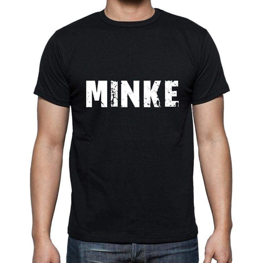 Minke Mens Short Sleeve Round Neck T-Shirt 5 Letters Black Word 00006 - Casual