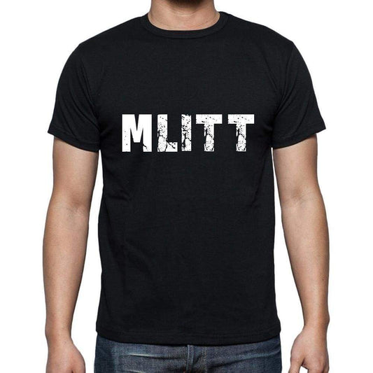 Mlitt Mens Short Sleeve Round Neck T-Shirt 5 Letters Black Word 00006 - Casual