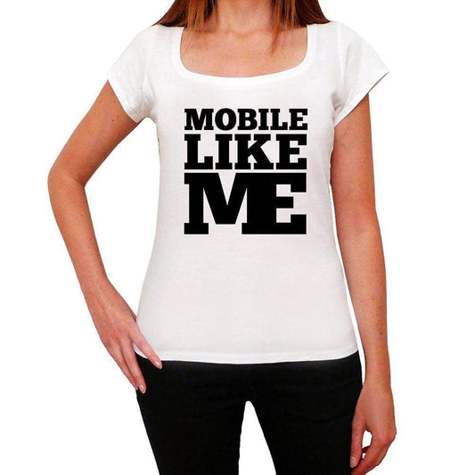 Mobile Like Me White Womens Short Sleeve Round Neck T-Shirt - White / Xs - Casual