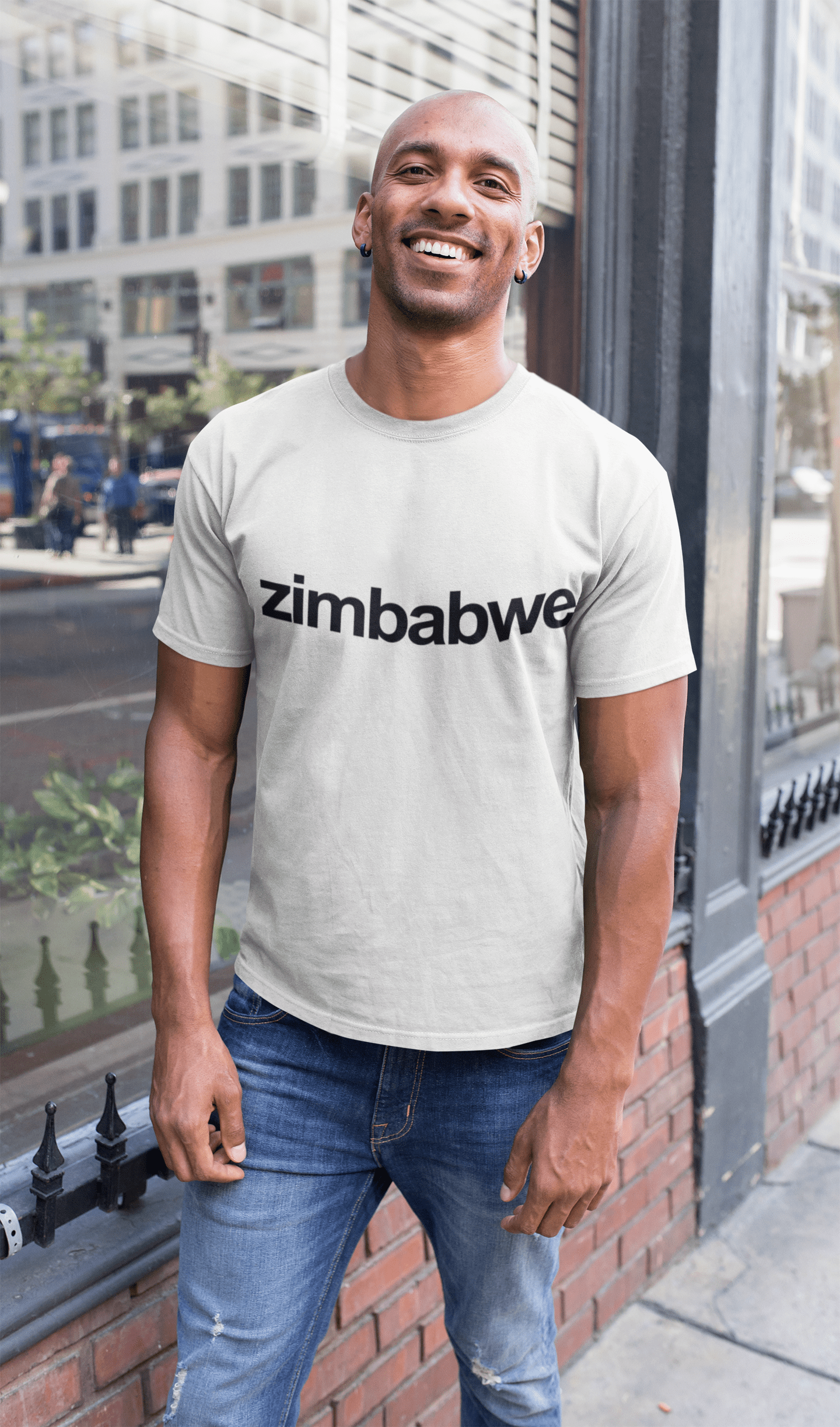 Simbabwe Herren Kurzarm-Rundhals-T-Shirt 00067