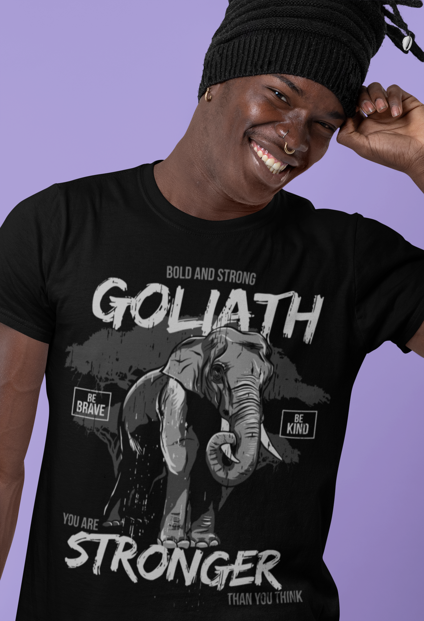 ULTRABASIC Herren-T-Shirt „Du bist stärker als du denkst – Goliath-Elefant-Shirt“.