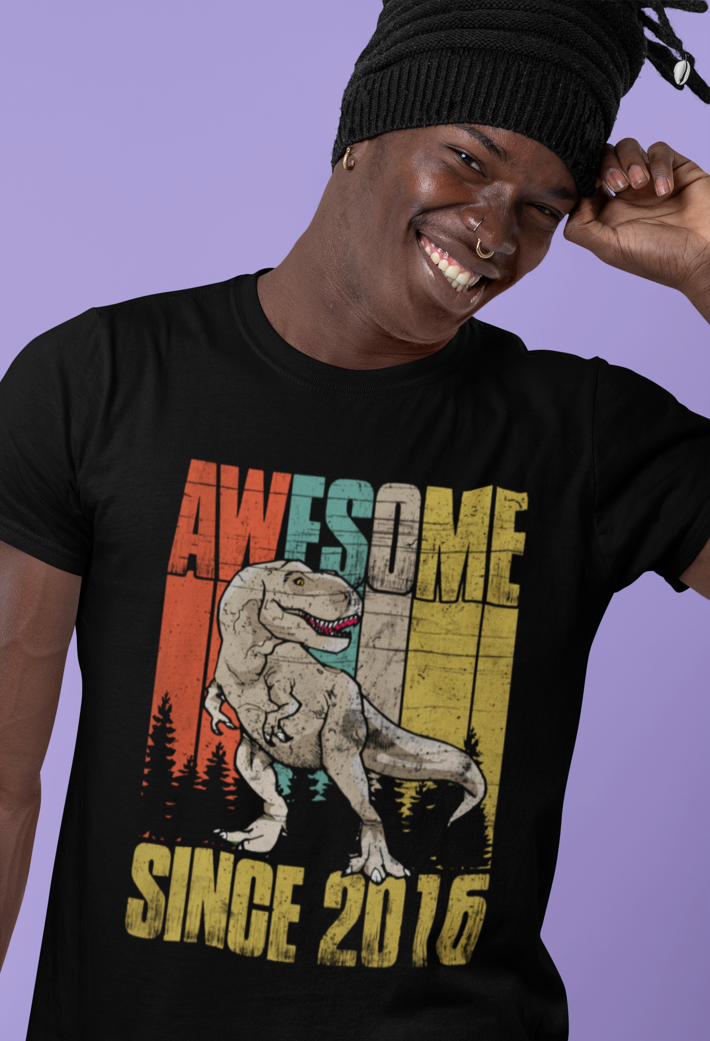 ULTRABASIC Herren T-Shirt Vintage Awesome Since 2016 – Walddinosaurier T-Rex T-Shirt