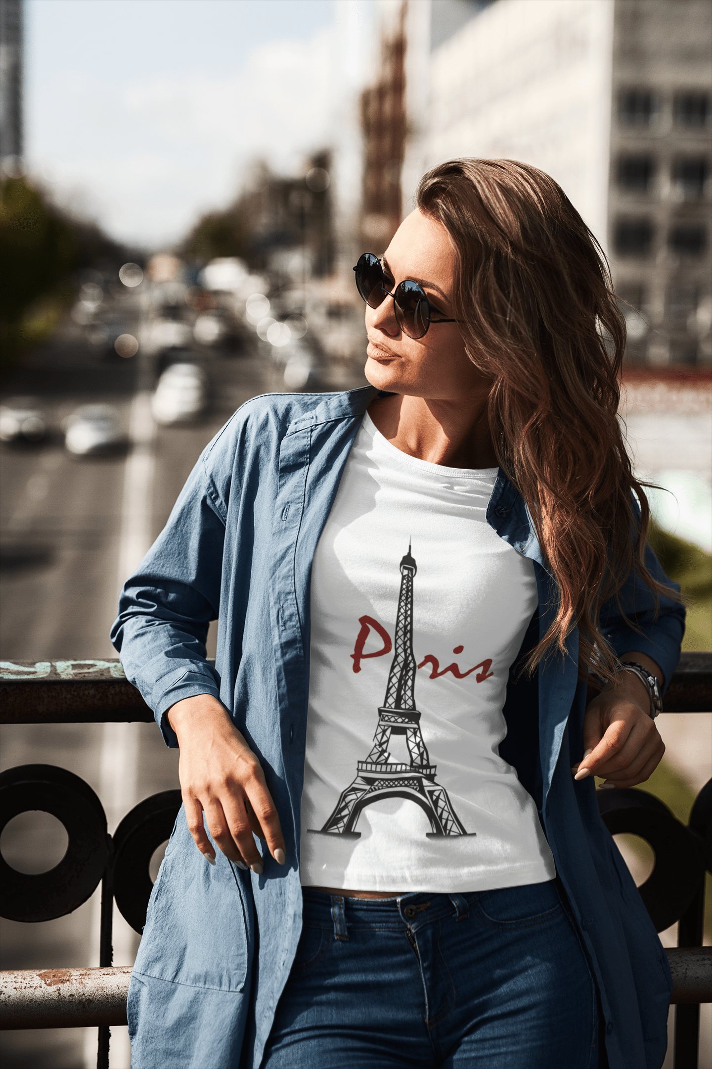 Eiffelturm T-Shirt Damen Kurzarm T-Shirt mit Rundhalsausschnitt 00181