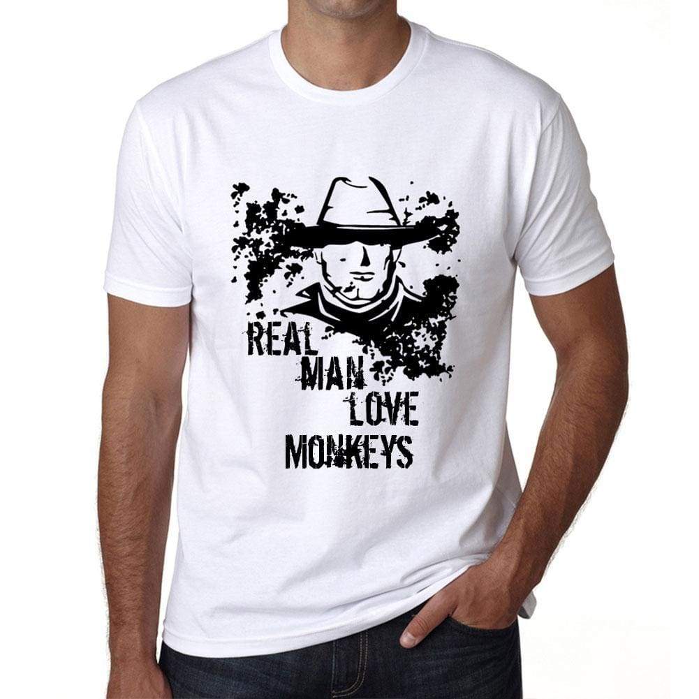 Monkeys Real Men Love Monkeys Mens T Shirt White Birthday Gift 00539 - White / Xs - Casual