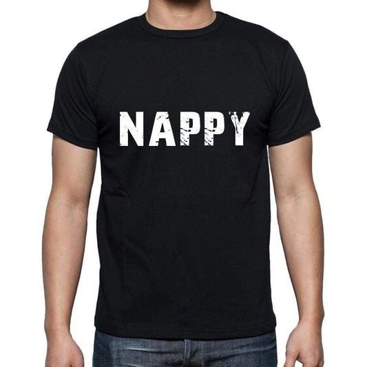 Nappy Mens Short Sleeve Round Neck T-Shirt 5 Letters Black Word 00006 - Casual