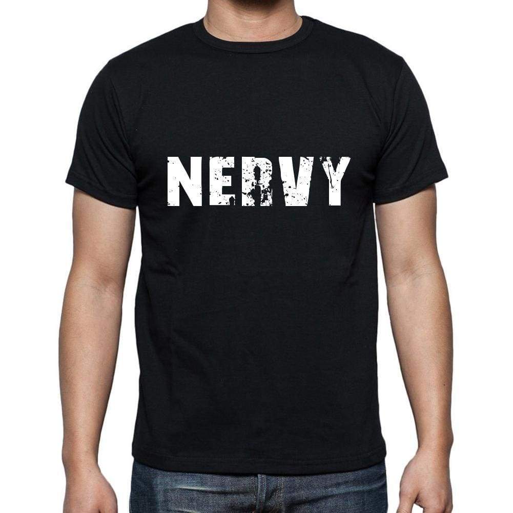 Nervy Mens Short Sleeve Round Neck T-Shirt 5 Letters Black Word 00006 - Casual