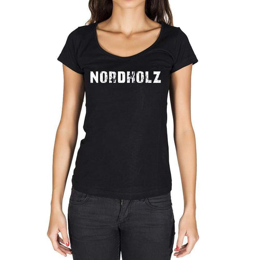Nordholz German Cities Black Womens Short Sleeve Round Neck T-Shirt 00002 - Casual