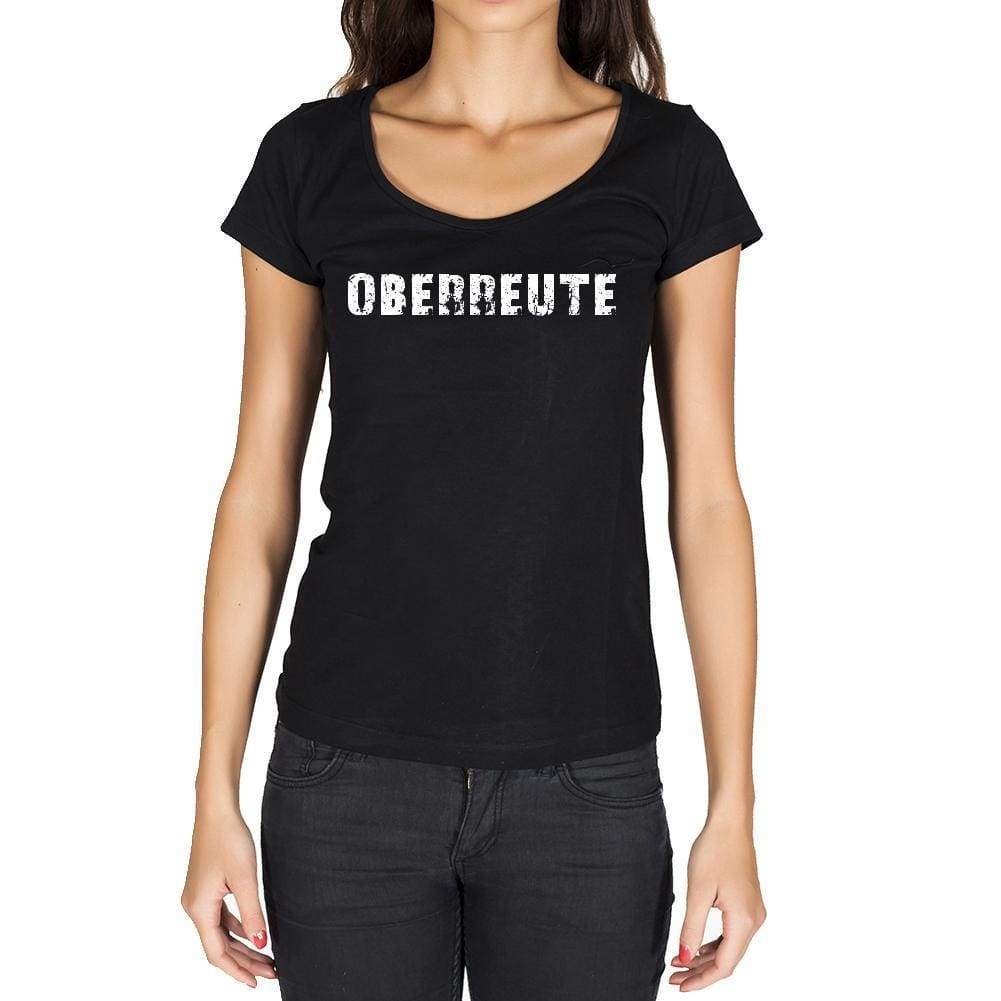 Oberreute German Cities Black Womens Short Sleeve Round Neck T-Shirt 00002 - Casual