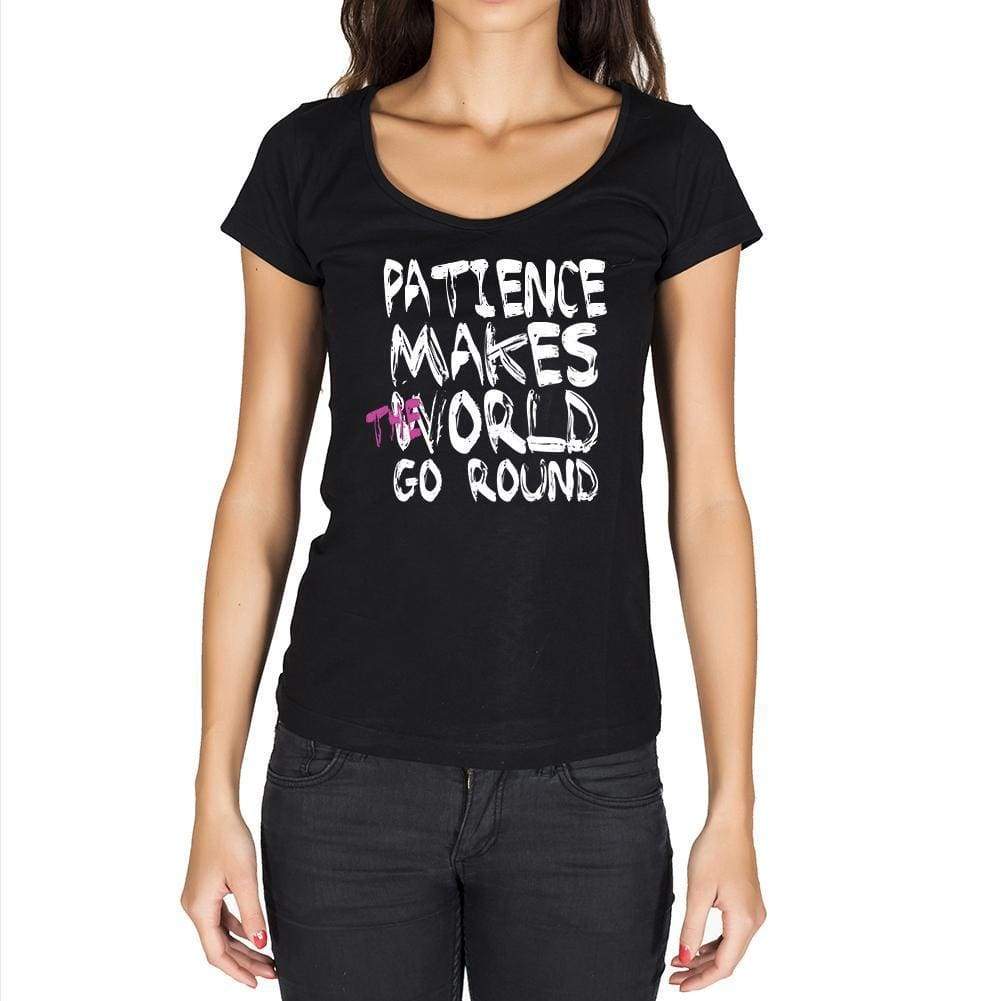 Patience World Goes Round Womens Short Sleeve Round Neck T-Shirt 00081 - Black / Xs - Casual