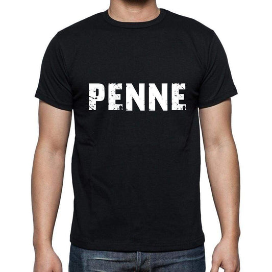 Penne Mens Short Sleeve Round Neck T-Shirt 5 Letters Black Word 00006 - Casual