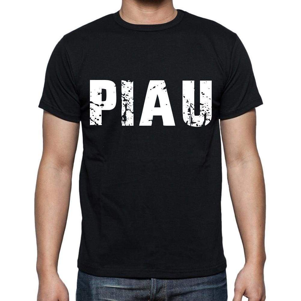 Piau Mens Short Sleeve Round Neck T-Shirt 4 Letters Black - Casual