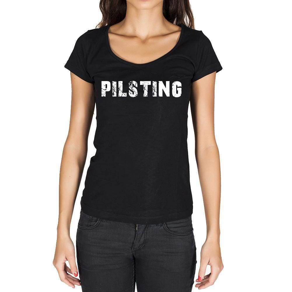 Pilsting German Cities Black Womens Short Sleeve Round Neck T-Shirt 00002 - Casual