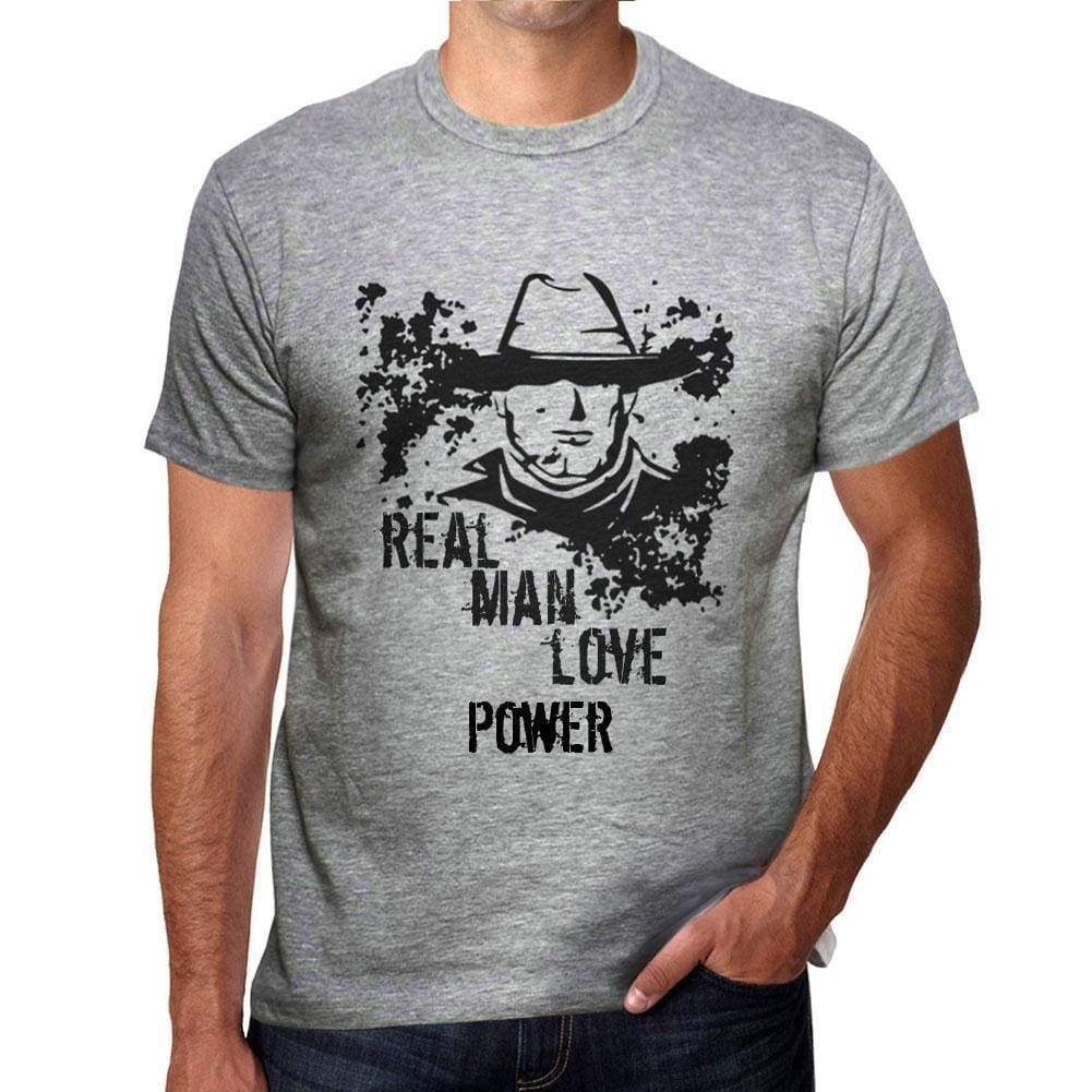 Power Real Men Love Power Mens T Shirt Grey Birthday Gift 00540 - Grey / S - Casual