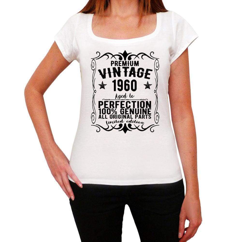 Premium Vintage Year 1960 White Womens Short Sleeve Round Neck T-Shirt Gift T-Shirt 00368 - White / Xs - Casual