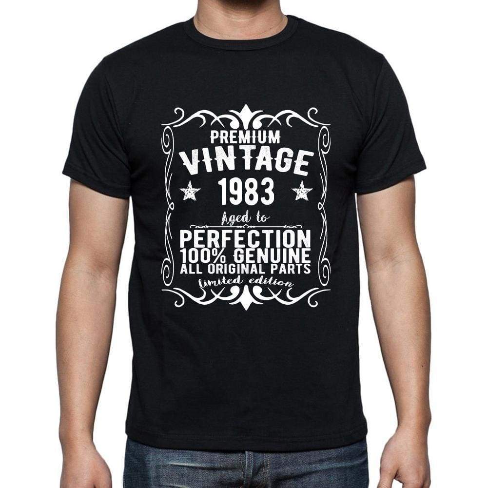 Premium Vintage Year 1983 Black Mens Short Sleeve Round Neck T-Shirt Gift T-Shirt 00347 - Black / S - Casual
