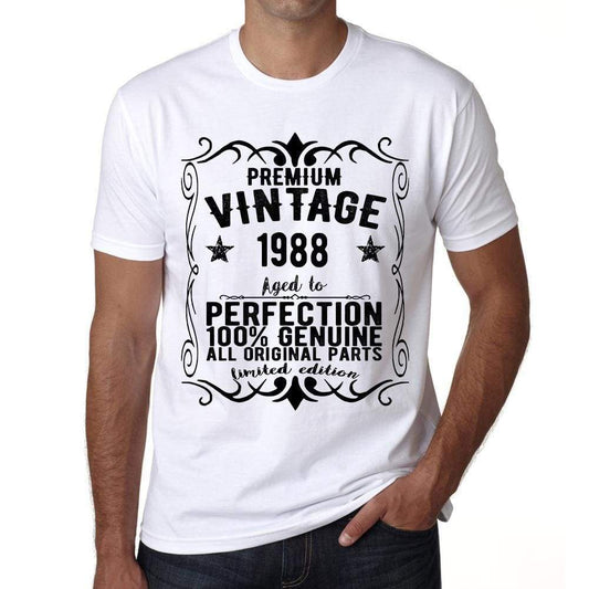 Premium Vintage Year 1988 White Mens Short Sleeve Round Neck T-Shirt Gift T-Shirt 00349 - White / Xs - Casual
