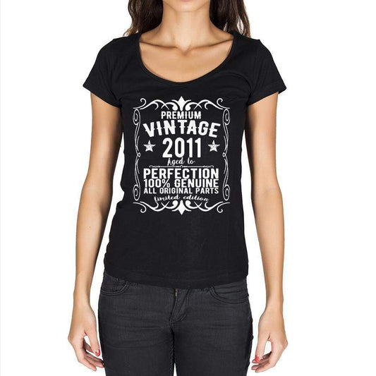 Premium Vintage Year 2011 Black Womens Short Sleeve Round Neck T-Shirt Gift T-Shirt 00365 - Black / Xs - Casual