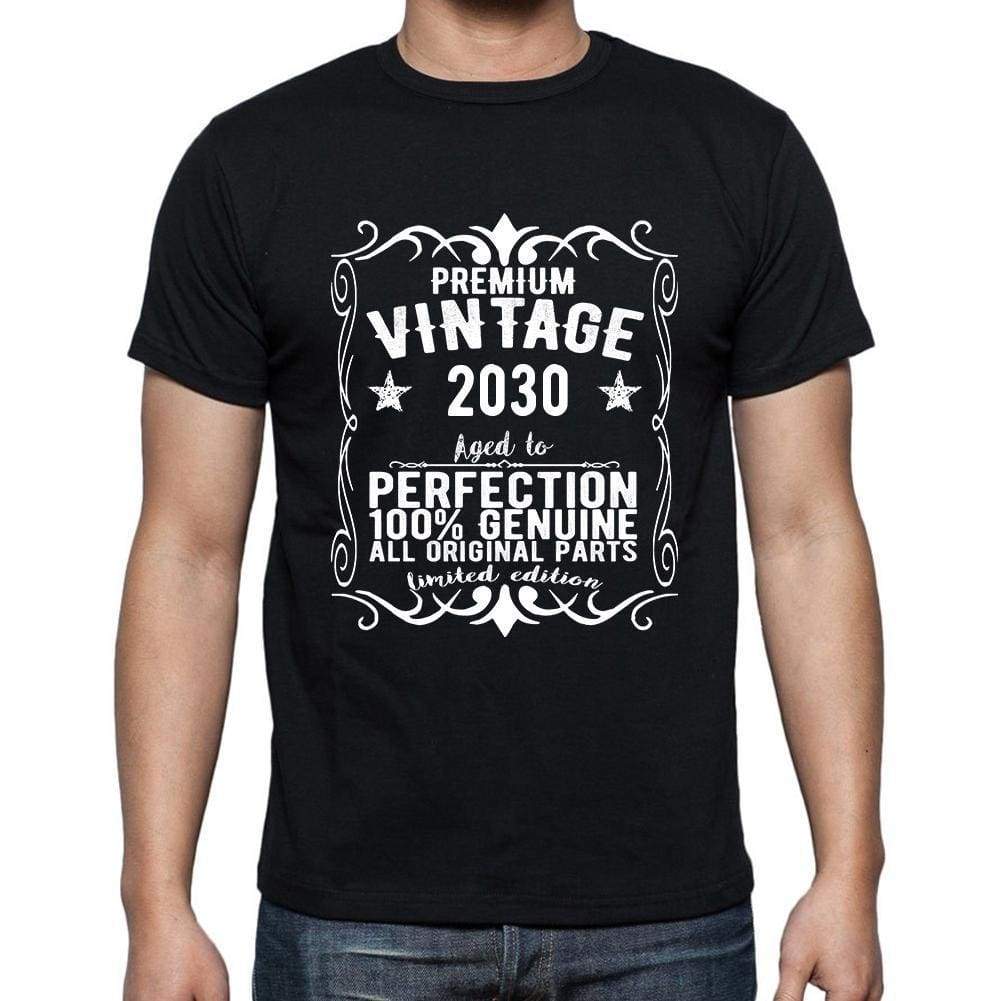 Premium Vintage Year 2030 Black Mens Short Sleeve Round Neck T-Shirt Gift T-Shirt 00347 - Black / S - Casual