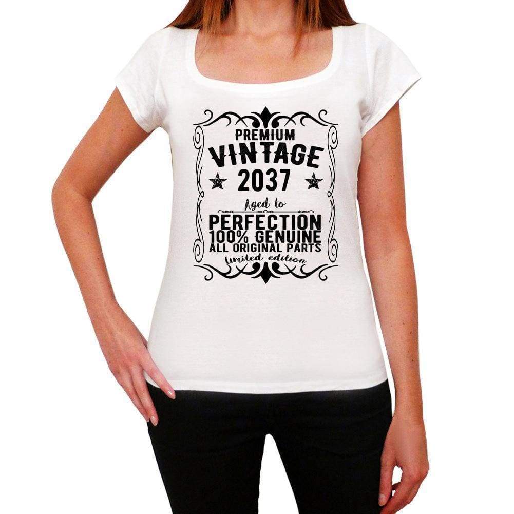 Premium Vintage Year 2037 White Womens Short Sleeve Round Neck T-Shirt Gift T-Shirt 00368 - White / Xs - Casual