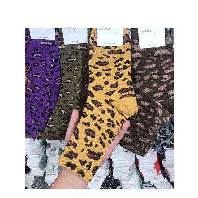 Jeseca Frauen Mode Leopard Print Socken Winter Warme Harajuku Retro Vintage Socke für Mädchen Weihnachten <span>Geschenk</span> 2019 Herbst Verkäufe Heißer