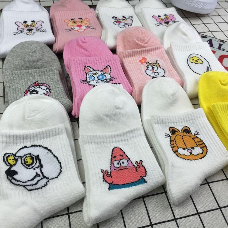 Harajuku Nette Patterend Knöchel Socken Hipster Skateboard Knöchel Lustige Socken Weibliche Mode Cartoon Charakter Nette Kurze Socken Frauen