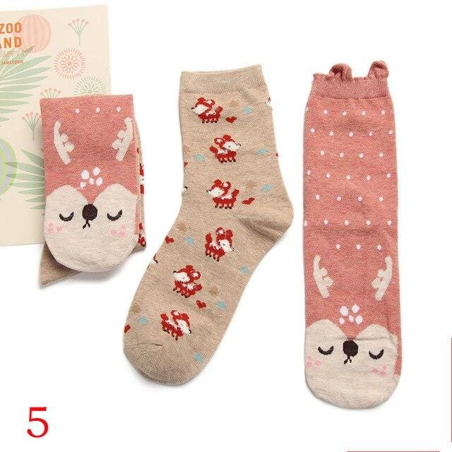 2 paar 2020 Frühling Herbst Nette Socken Frauen Weihnachten Geschenk Box Baumwolle Socken Cartoon Print Kreative Mode Kurze Glückliche Socken für Mädchen