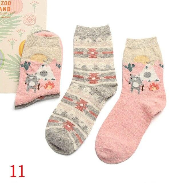 2 paar 2020 Frühling Herbst Nette Socken Frauen Weihnachten Geschenk Box Baumwolle Socken Cartoon Print Kreative Mode Kurze Glückliche Socken für Mädchen