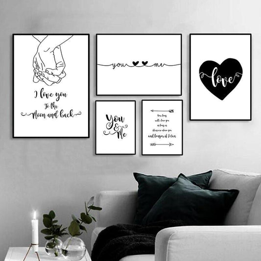 modern wall decor canvas painting nordic love quote canvas picture black white fashion wall art poster HD2764