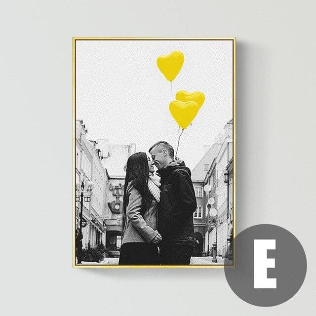 Modern Posters and Prints Yellow balloon scenery canvas painting No Frame Wall Art Pictures for Living Room Home Decoration
