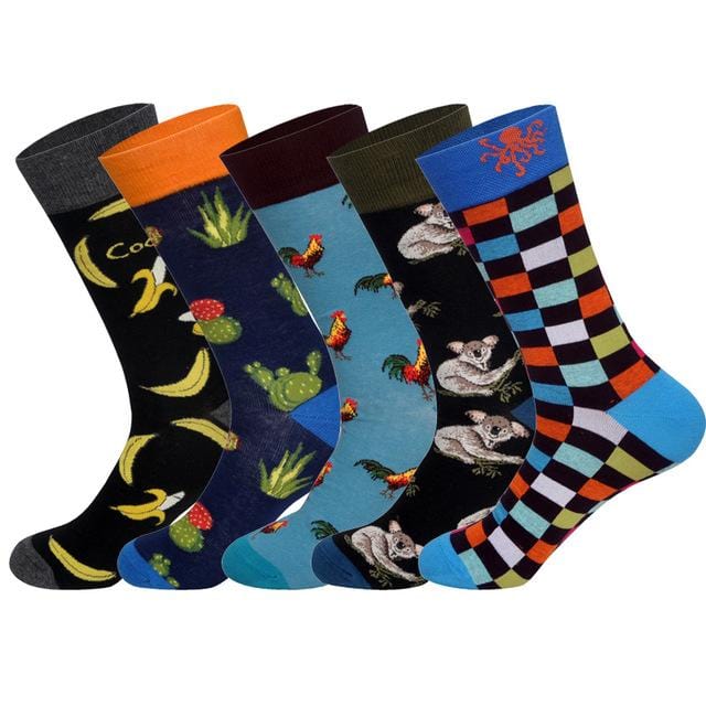 LIONZONE 5Pairs/lot Brand Men Socks 60 Colors 12 Selects British Style StreetWear Designer Happy Socks Funny with Gift Box