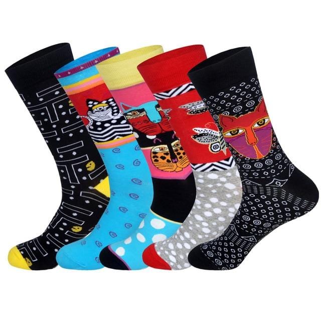 LIONZONE 5Pairs/lot Brand Men Socks 60 Colors 12 Selects British Style StreetWear Designer Happy Socks Funny with Gift Box