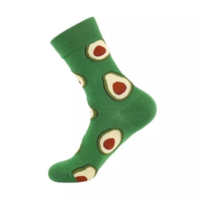 Unisex-Socken, lustig, niedlich, Cartoon-Früchte, Bananen, Avocado, Ei, Kekse, Donuts, Essen, glücklich, japanische Harajuku-Skateboard-Socken für Damen