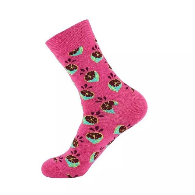 Unisex-Socken, lustig, niedlich, Cartoon-Früchte, Bananen, Avocado, Ei, Kekse, Donuts, Essen, glücklich, japanische Harajuku-Skateboard-Socken für Damen