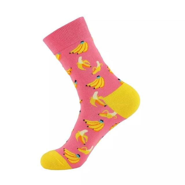 Unisex-Socken, lustig, niedlich, Cartoon-Früchte, Bananen, Avocado, Ei, Kekse, Donuts, Essen, glücklich, japanische Harajuku-Skateboard-Socken für Damen