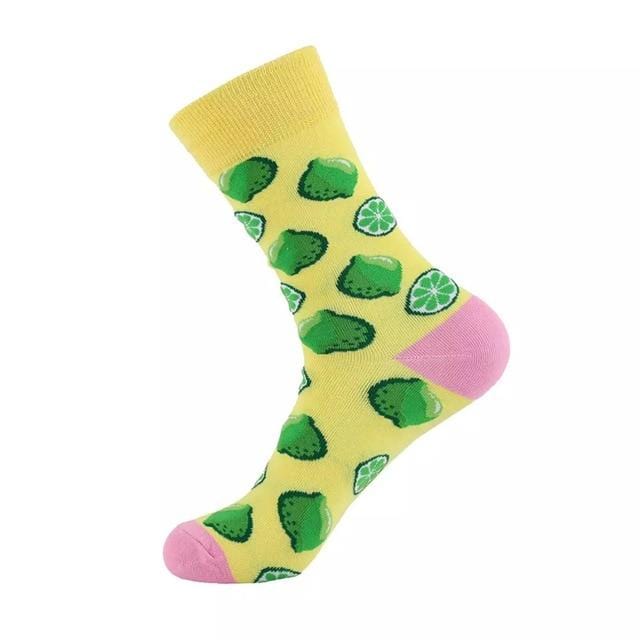 Unisex-Socken, lustig, niedlich, Cartoon-Früchte, Bananen, Avocado, Ei, Kekse, Donuts, Essen, glücklich, japanische Harajuku-Skateboard-Socken für Damen