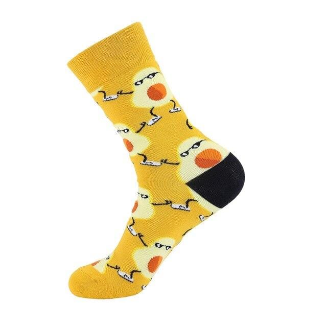 Unisex-Socken, lustig, niedlich, Cartoon-Früchte, Bananen, Avocado, Ei, Kekse, Donuts, Essen, glücklich, japanische Harajuku-Skateboard-Socken für Damen