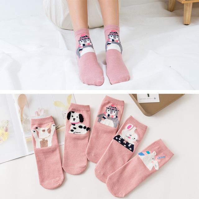 new Fashion Cartoon Cotton Socks Women Korean Kawaii Dog Print Women Cute Socks Casual Meias Funny Harajuku Socks For Women Girl