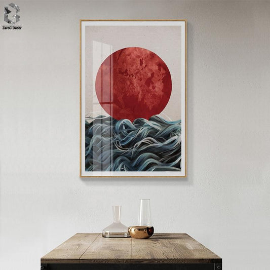 Abstrakte japanische Sonnenaufgang Poster und Drucke Wand Kunst Leinwand Malerei Bilder für Wohnzimmer skandinavischen Seascape Hause Dekor
