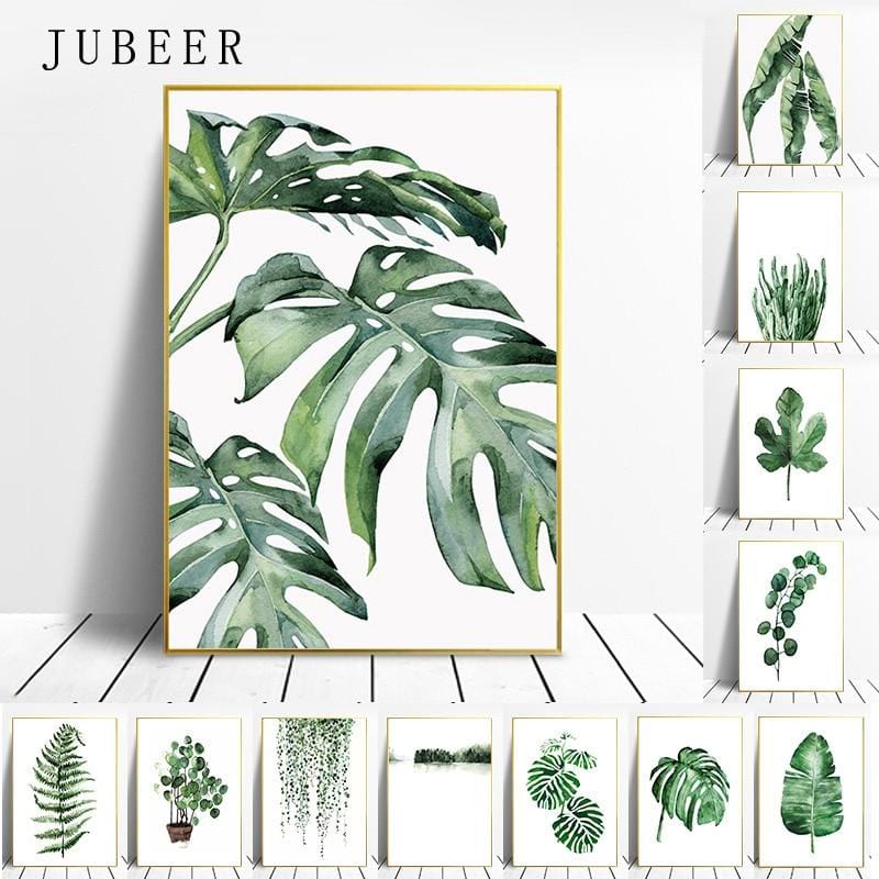 Scandinavian Style Tropical Plants Poster Green Leaves Decorative Picture Modern Wall Art Paintings for Living Room Home Decor