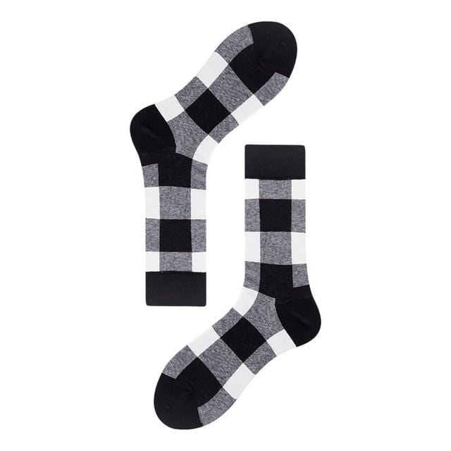 Harajuku Stil Männer Socken Schwarz Weiß Plaid Dot Katze Muster Glücklich Socken Neue 2020 Hip Hop Gekämmte Baumwolle Calcetines