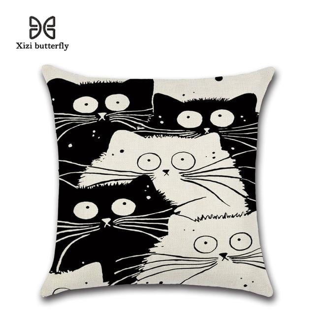 Neue Cartoon Katze Leinen Kissenbezug 45X45 cm Kissenbezug Hause Dekorative Kissen Abdeckung Für Sofa Auto Cojines